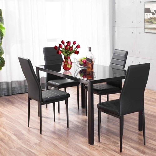 Metal dining table set with - table,
