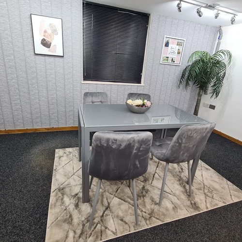 Grey dining table and - table,